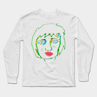 Sad woman with red lips Long Sleeve T-Shirt